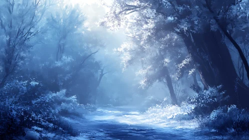 Frozen Forest Path: Where Winter Light Finds Magic.