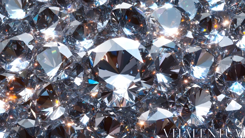 Sparkling Close-Up of Brilliant Cut Diamonds in Hyperrealistic Style.
