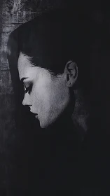 Monochrome side-profile portrait in shadowed silence.