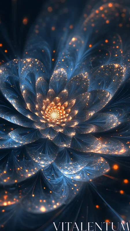 Starlit fractal blossom unfolding in deep celestial night.