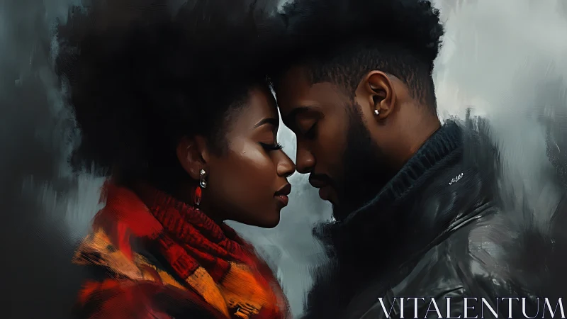 Intimate Portrait: Two Figures in Close Proximity