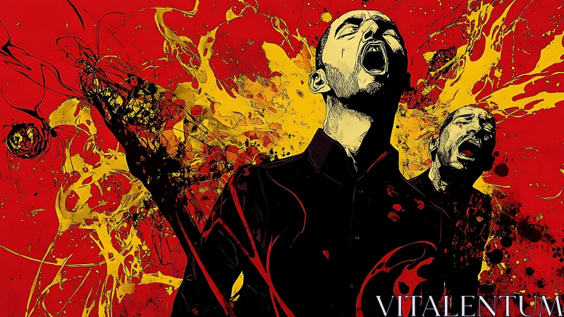 Explosive portrait channels raw emotion in bold splashes