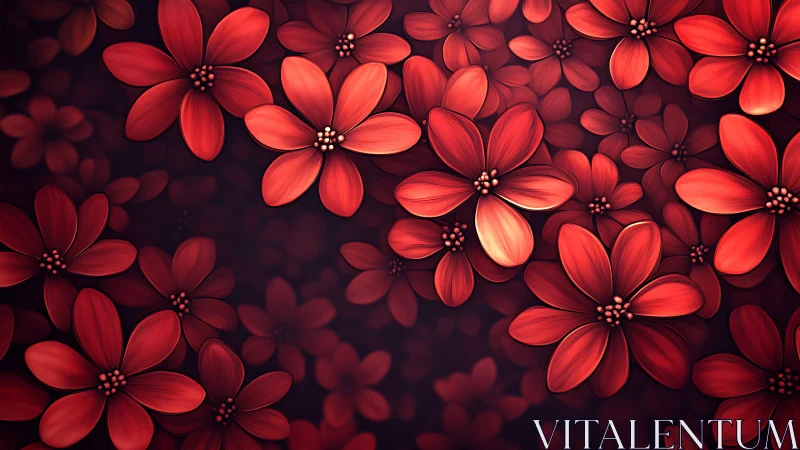 Radiant Red Flowers Blooming in Artistic Light