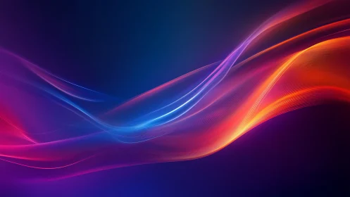 Multicolored luminous waveforms on dark gradient background.