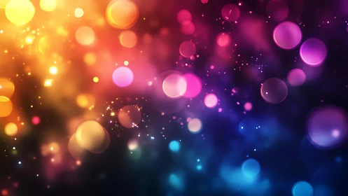 Vibrant abstract bokeh lights in multicolored digital art style.