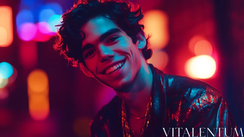 Neon alley grin ignites the night in electric color haze.