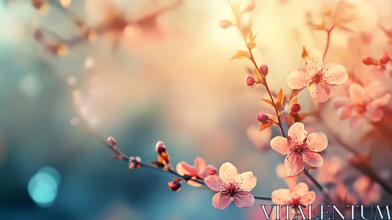Soft-Focus Spring Blossoms with Warm Bokeh Rendering Technique