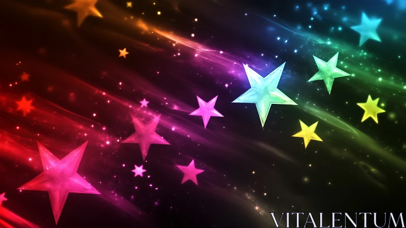 Chromatic vector starfield with luminous motion trails rendered.