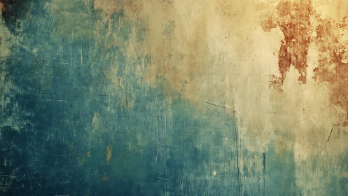 Weathered textured wall with blue and beige paint, rustic style.