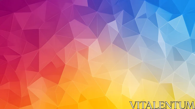 Prismatic polygons drift softly through sunrise gradients