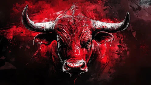 Stylized bull portrait rendered in high-contrast digital painting