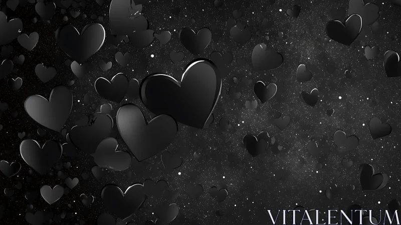 Obsidian Hearts Cascade Through Starlit Darkness.