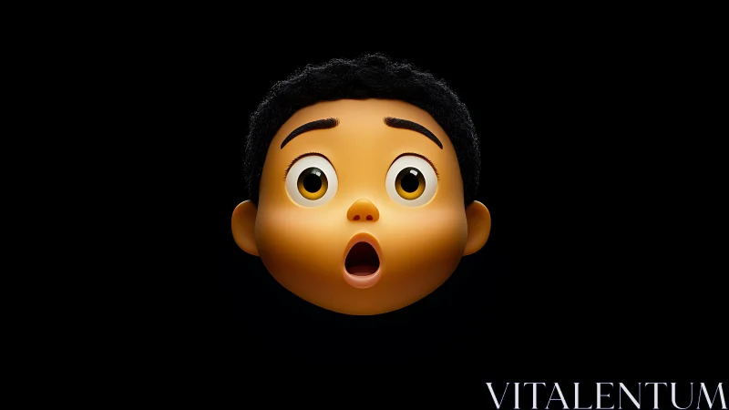 Wide-eyed 3D emoji child with shocked open-mouthed stare.