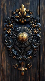 Ornate golden door carving inviting stories and quiet wonder.