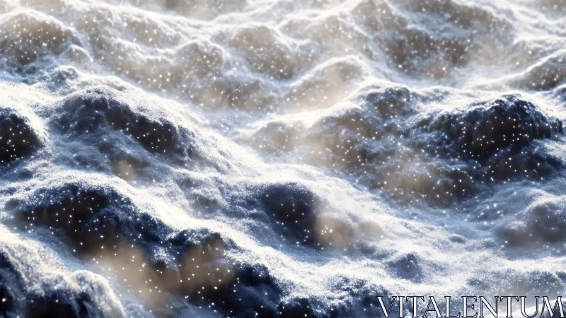 Snowy dunes breathe starlight into a dreamlike winter sea