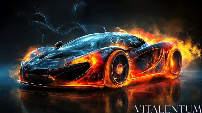 Ignited supercar rendering in molten neon flame trim.