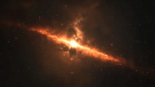 Stellar fireburst carving a blazing path through deep space.