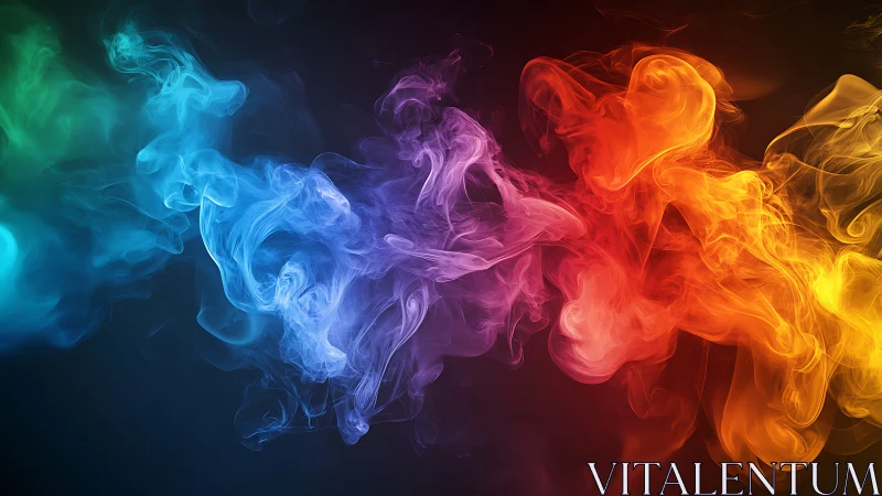 Colorful wisps of abstract smoke in flowing motion.