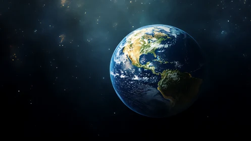 Our glowing blue Earth drifting gently through quiet space.