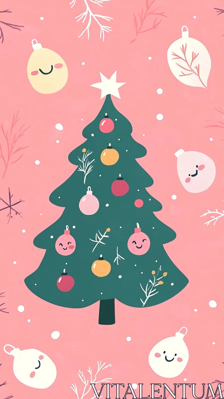 Smiling ornaments turn a simple Christmas tree into gossip