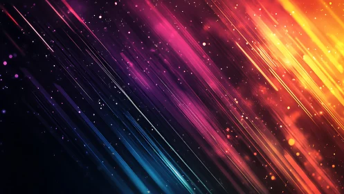 Neon light streaks slice dark space in vivid gradient spectrum.