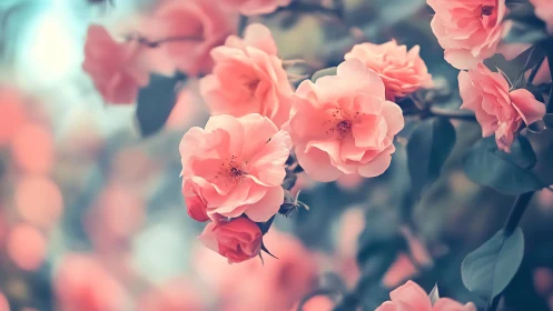 Pink Garden Roses in Soft Afternoon Light