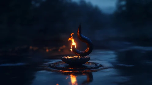 Luminous Serpent Form Rising from Ethereal Blue Nocturne.