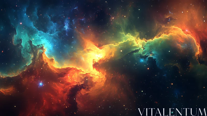 Nebular chromatic convergence in deep space digital painting.