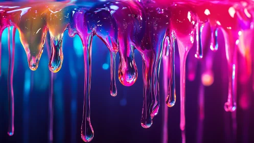 Neon drip carnival where liquid rainbows slowly melt time.