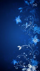 Luminescent Floral Arabesques: Deep Blue Digital Ornamental Study.