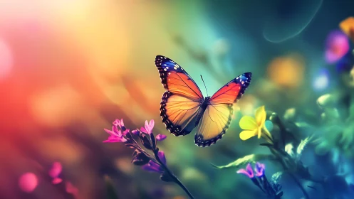 High-saturation butterfly macro with shallow depth and bokeh field