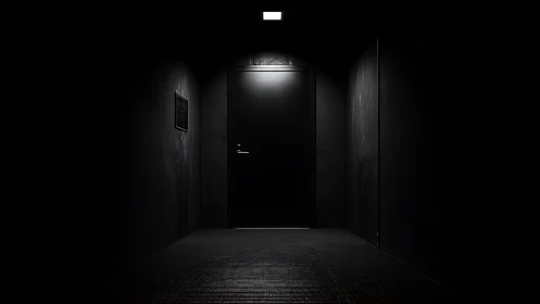 Silent black doorway holding the last shard of hallway light.