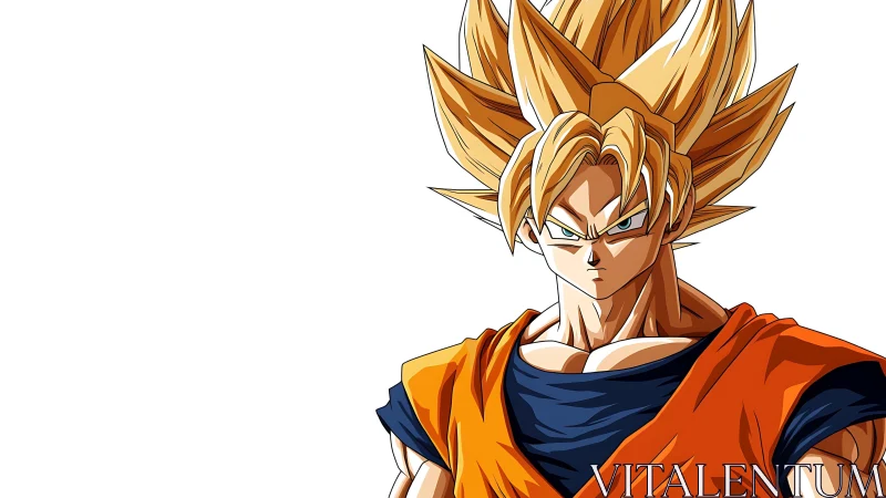 Golden haired anime warrior channels intense battle focus.