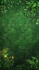 Vertical botanical frame with textured emerald foliage border