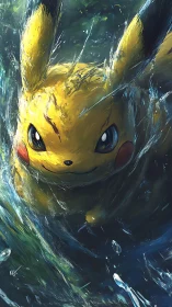 Electric creature surges through stormy blue water. Period.