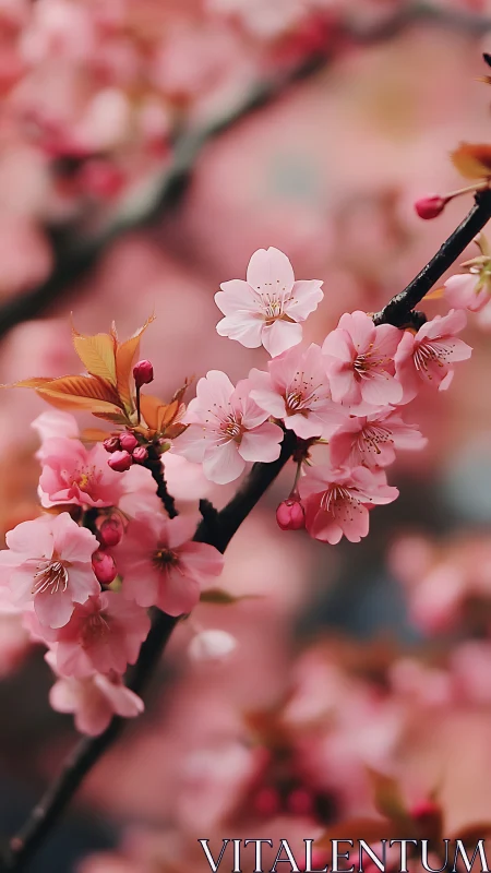 Cherry Blossoms Dance Along Dark Branches in Delicate Spring Bloom