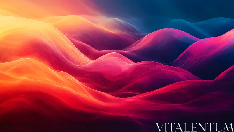 Color‑graded layered waveforms form continuous abstract terrain