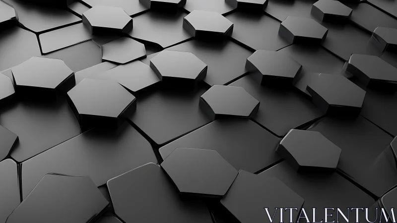 Sleek black hexagon tiles rise in a calm geometric rhythm