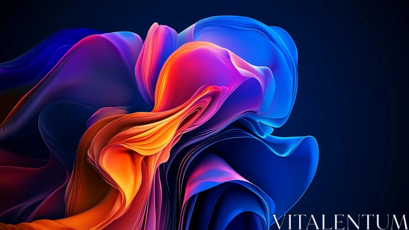 Neon fluid folds form luminous abstract digital bloom.