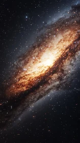 Edge-on spiral galaxy with bright central star field