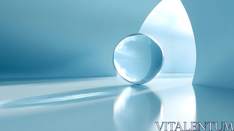 Translucent sphere in minimalist blue architectural light.