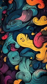 Swirling chromatic currents paint a whimsical abstract storm.