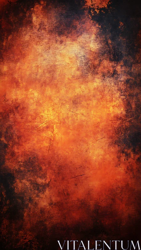 Abstract Fire Gradient Composition with Textured Burnished Surfaces.