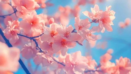 Blushing Cherry Petals Dance in Golden Sunlight.
