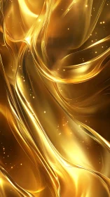 Golden liquid waves form flowing metallic abstract surface