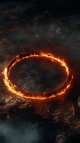 Incandescent Crater Ring: Pyroclastic Void Formation with Luminous Perimeter.