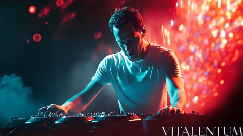 Neon pulse conductor spinning nightbeats in vivid color.