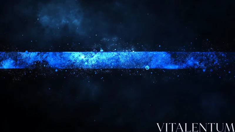 Horizontal electric blue energy band on deep black field