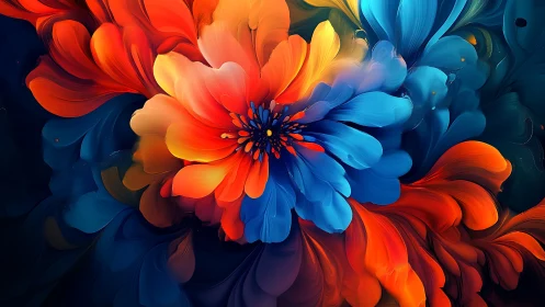 Radial macro blossom rendered in high saturation digital gradients