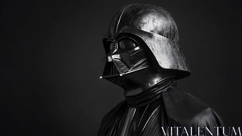 Shadow-helmed space warlord in polished midnight armor.